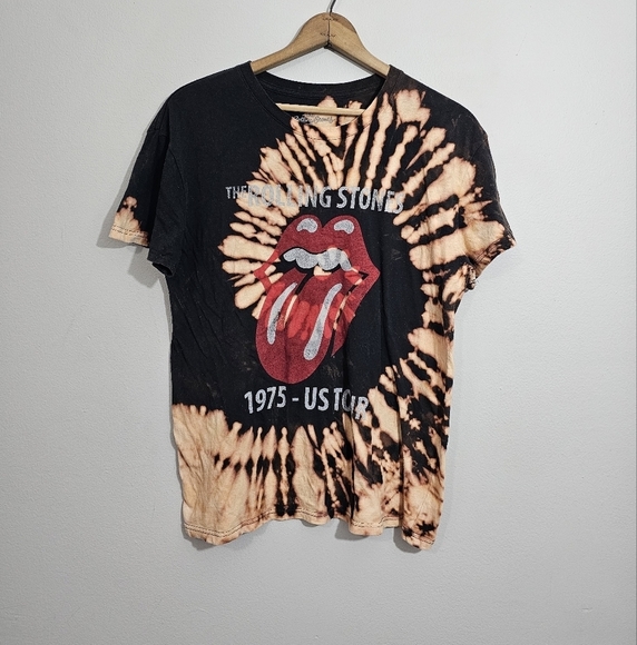 Custom Upcycled Tie Dyed Rolling Stones Band Tee - Picture 1 of 3